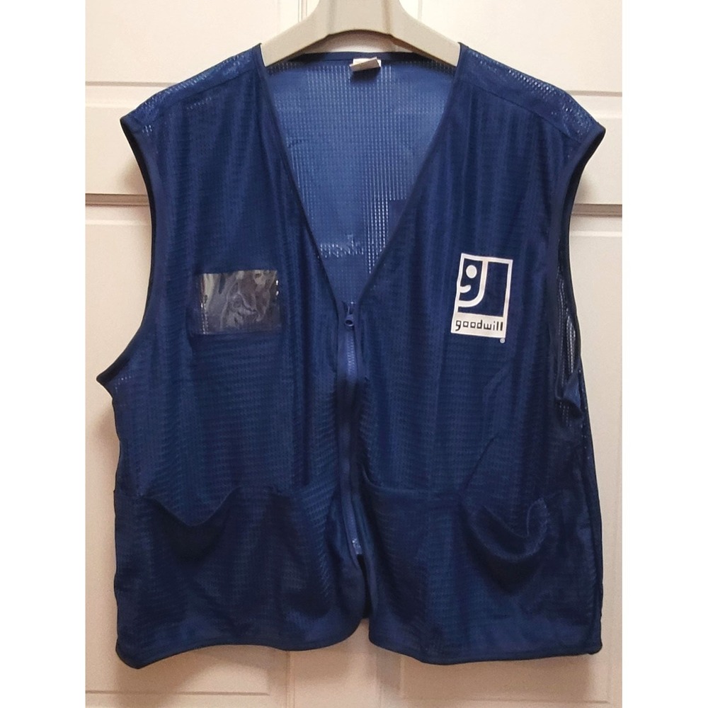 Goodwill Empoloyee Blue Mesh Zip-up Vest "Our Business is Changing Lives" - XL